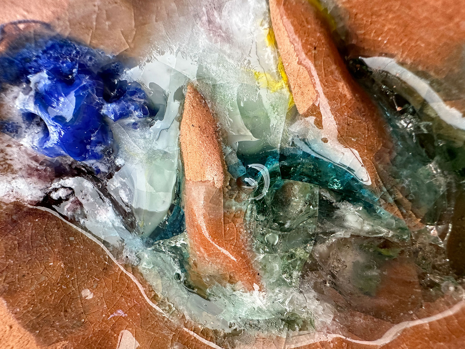 Lulu & Whiskey art experiment with glass, detail, 2024